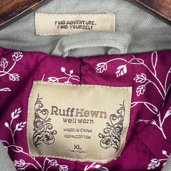Ruffhewn Utility Jacket Women’s XL Green Double Breasted Military Style Lined - Picture 5 of 14